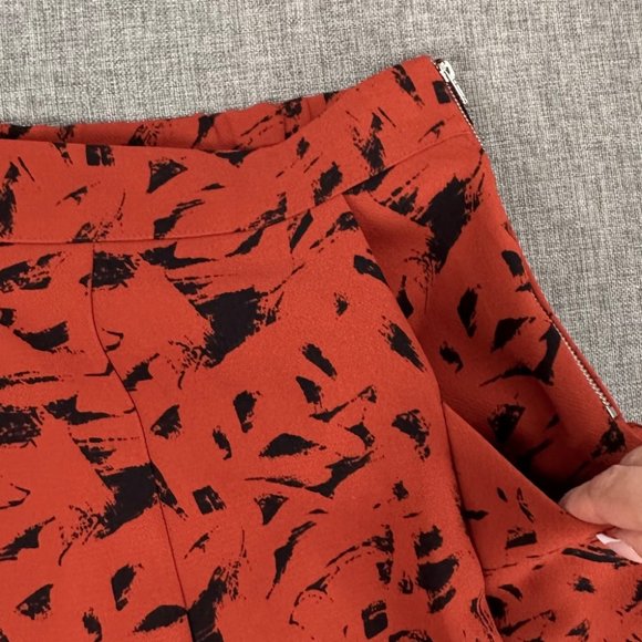 Harlowe & Graham Mini Skirt Pleated Pockets XS Zipper Closure Orange & Black - Picture 8 of 12